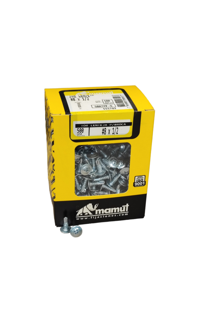 Tornillo C/Lenteja con Golilla punta broca #8 x 1/2 Brillante c/500u