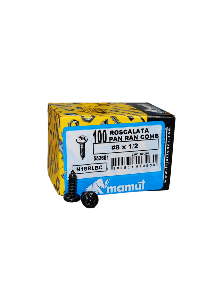 Roscalata C/Binding Combinada #8 x 1/2 Negro c/100u