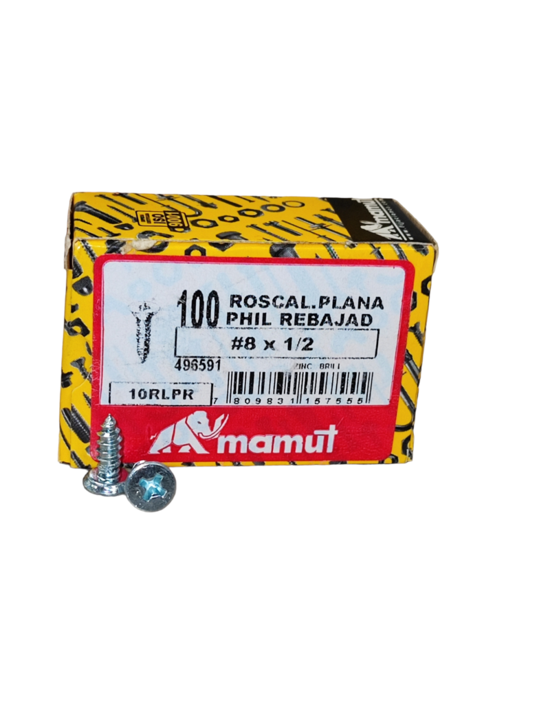 Roscalata C/Plana Rebajada Combinada #8 x 1/2 Brillante c/100u