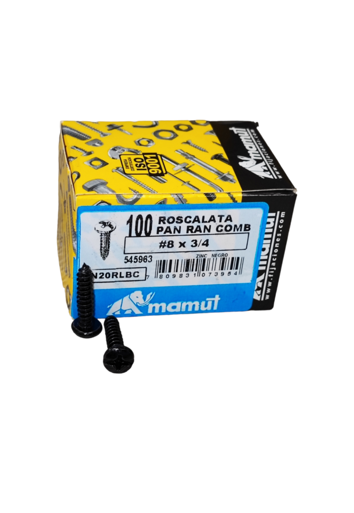 Roscalata C/Binding Combinada #8 x 3/4 Negro c/100u