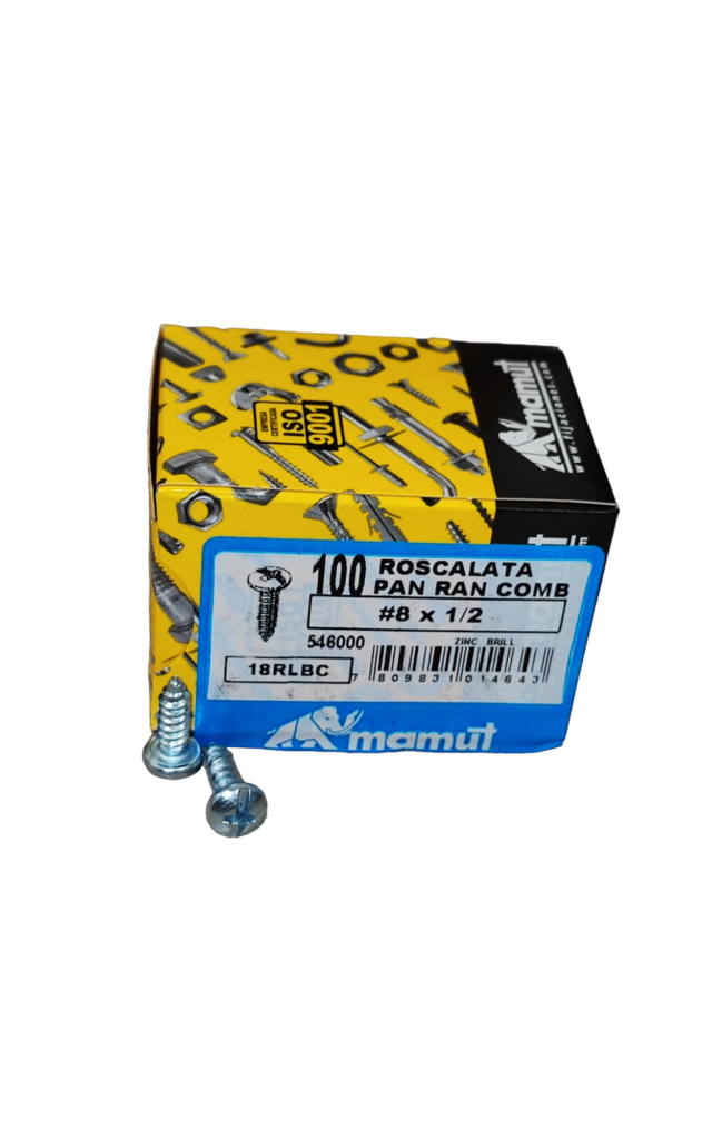 Roscalata C/Binding Combinada #8 x 1/2 Brillante c/100u