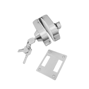 Cerradura Vidrio Muro Tipo Cangrejo SS304,Satin,3 llaves Multipunto