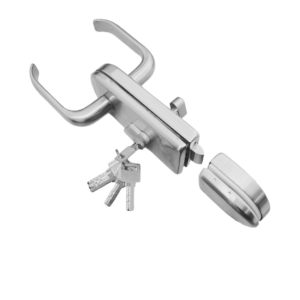 Cerradura Vidrio Vidrio Doble Manilla SS201,Satin,5 llaves Multipunto