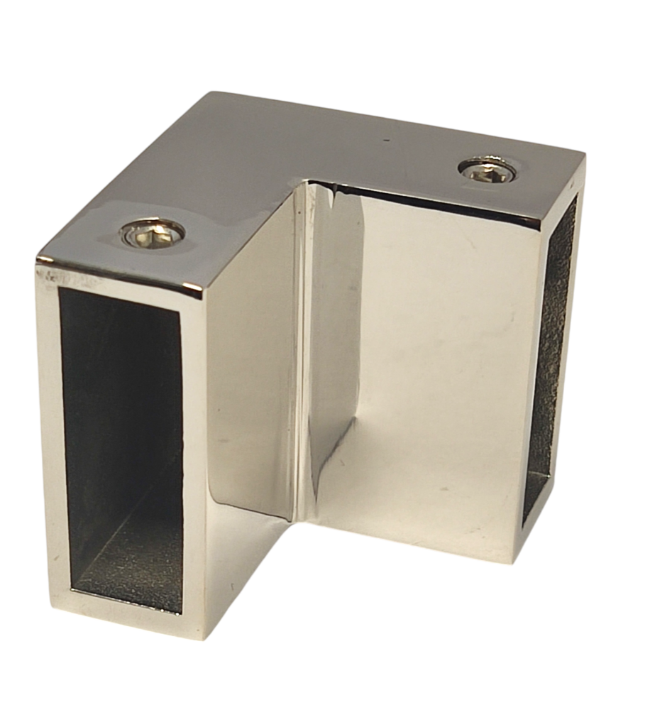 Conector Riel Eurobox 90° Cromado