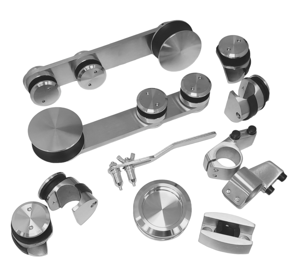 Kits Oficina Corredera Vidrio a Vidrio SS304 Satin