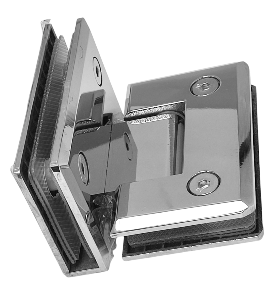 Bisagra Vidrio a Vidrio 90° Biselada Cromada SS304