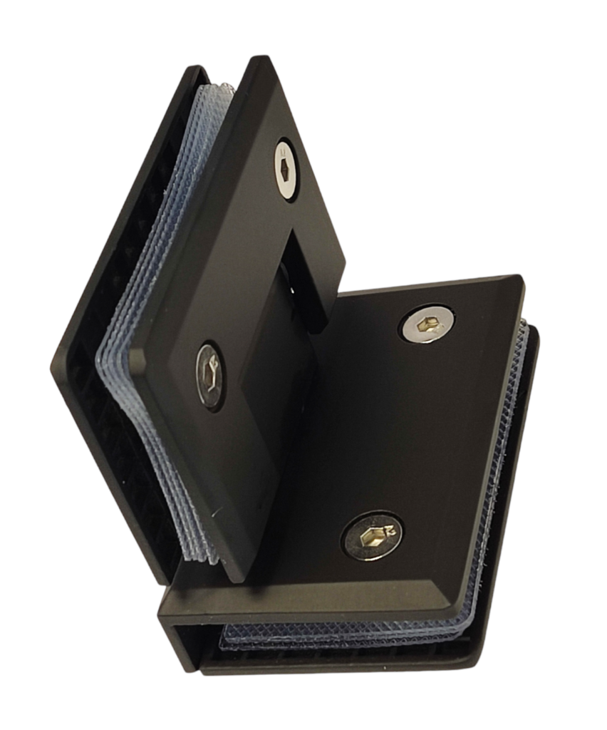 Bisagra Vidrio a Vidrio 90° Biselada Negro Mate SS304