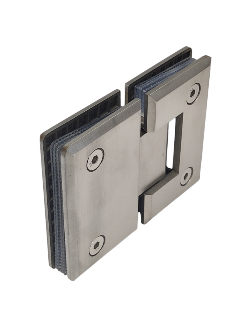 Bisagra Vidrio a Vidrio 180° Biselada Satín SS304