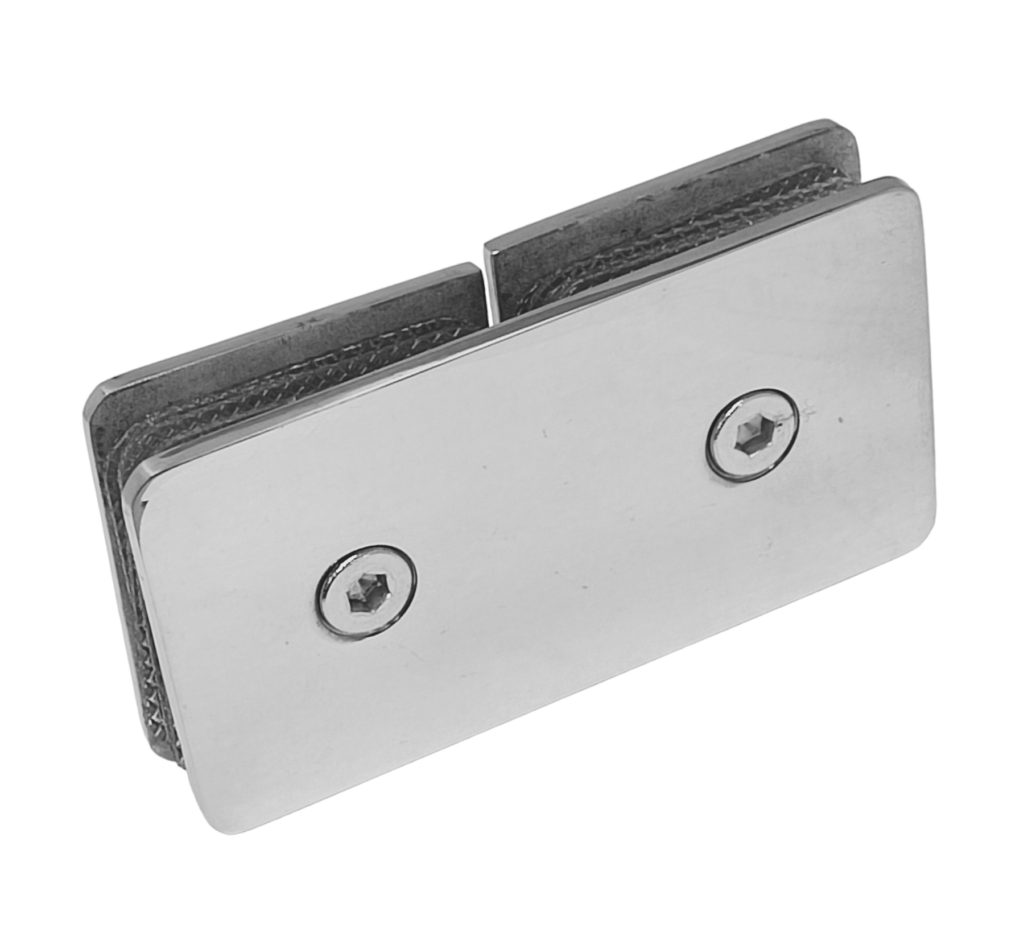 Conector Vidrio a Vidrio 180° Biselado Cromado SS304