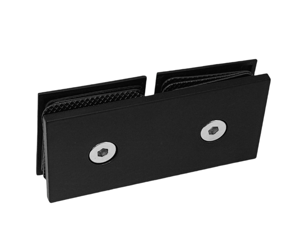 Conector 180° Vidrio a Vidrio Negro Mate SS304