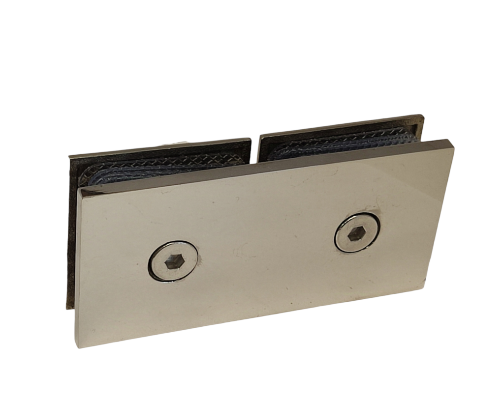 Conector 180° Vidrio a Vidrio Satín SS304