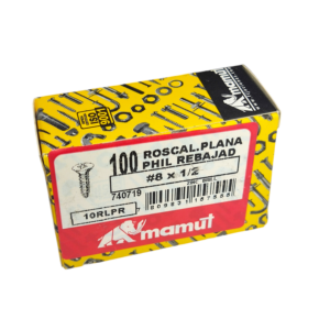 Roscalata C/Plana Rebajada Combinada #8 x 1/2 Negro c/100u