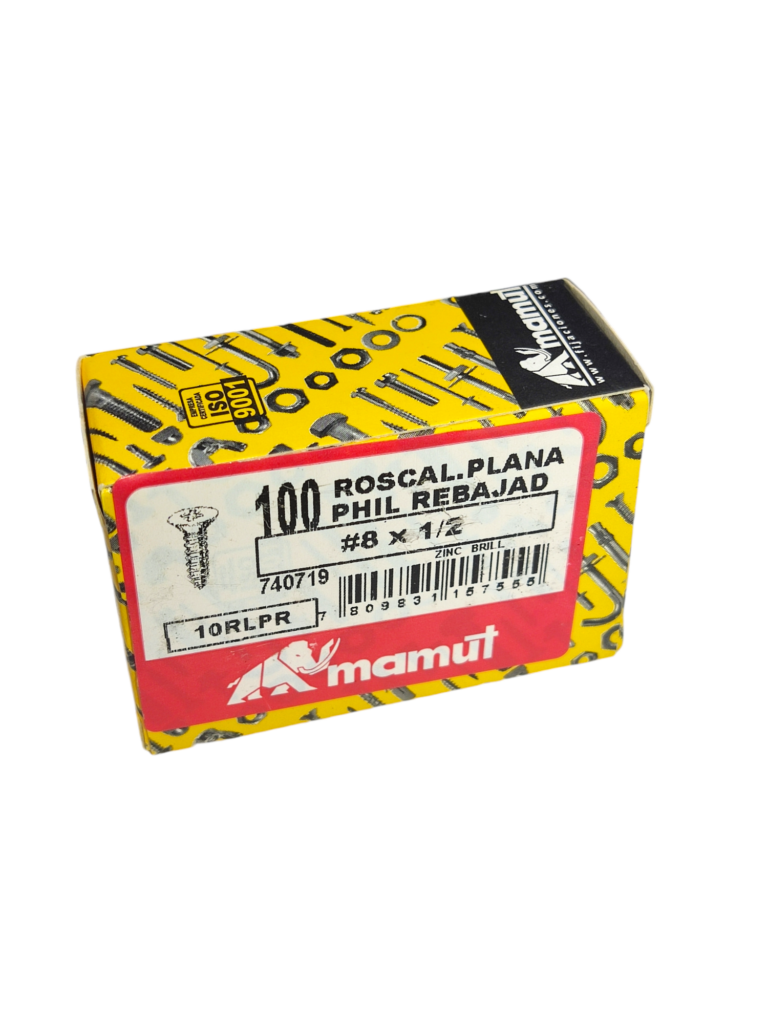 Roscalata C/Plana Rebajada Combinada #8 x 1/2 Negro c/100u