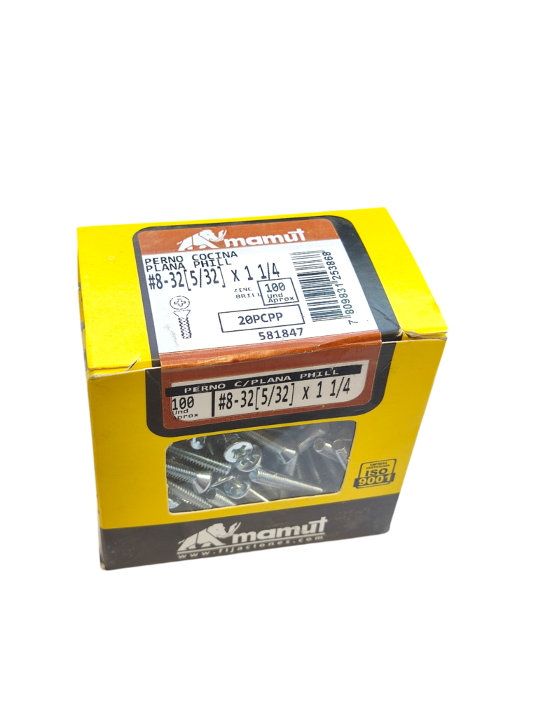 Perno Cocina UNC Cabeza Plana Phillips Brillante c/100u