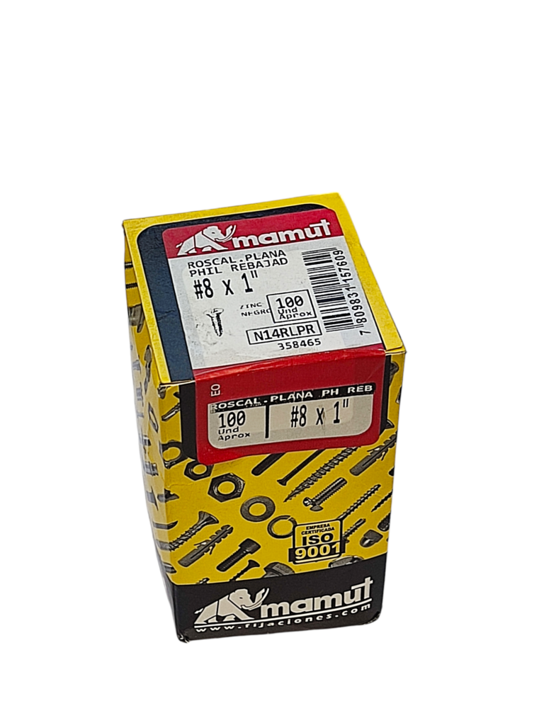 Roscalata C/Plana Rebajada Combinada #8 x 1 Negro c/100u