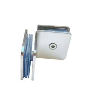 Conector 90° Vidrio a Vidrio Cromado SS304