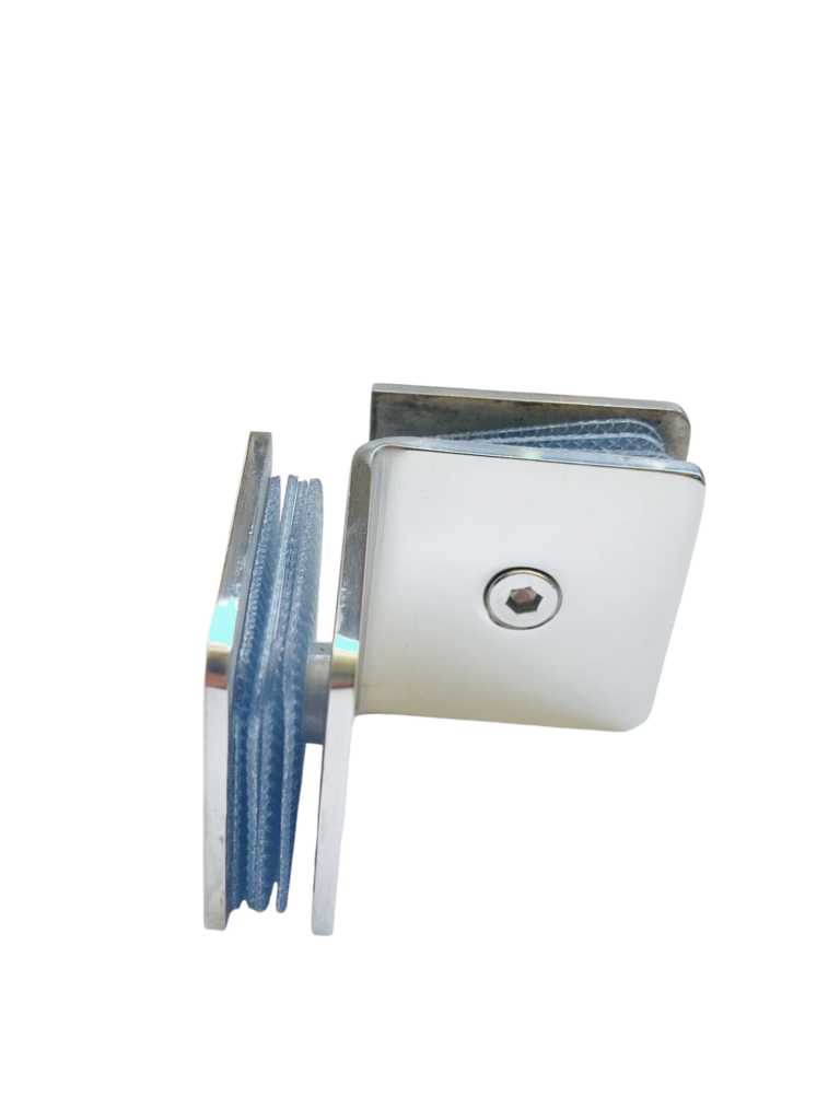 Conector 90° Vidrio a Vidrio Cromado SS304