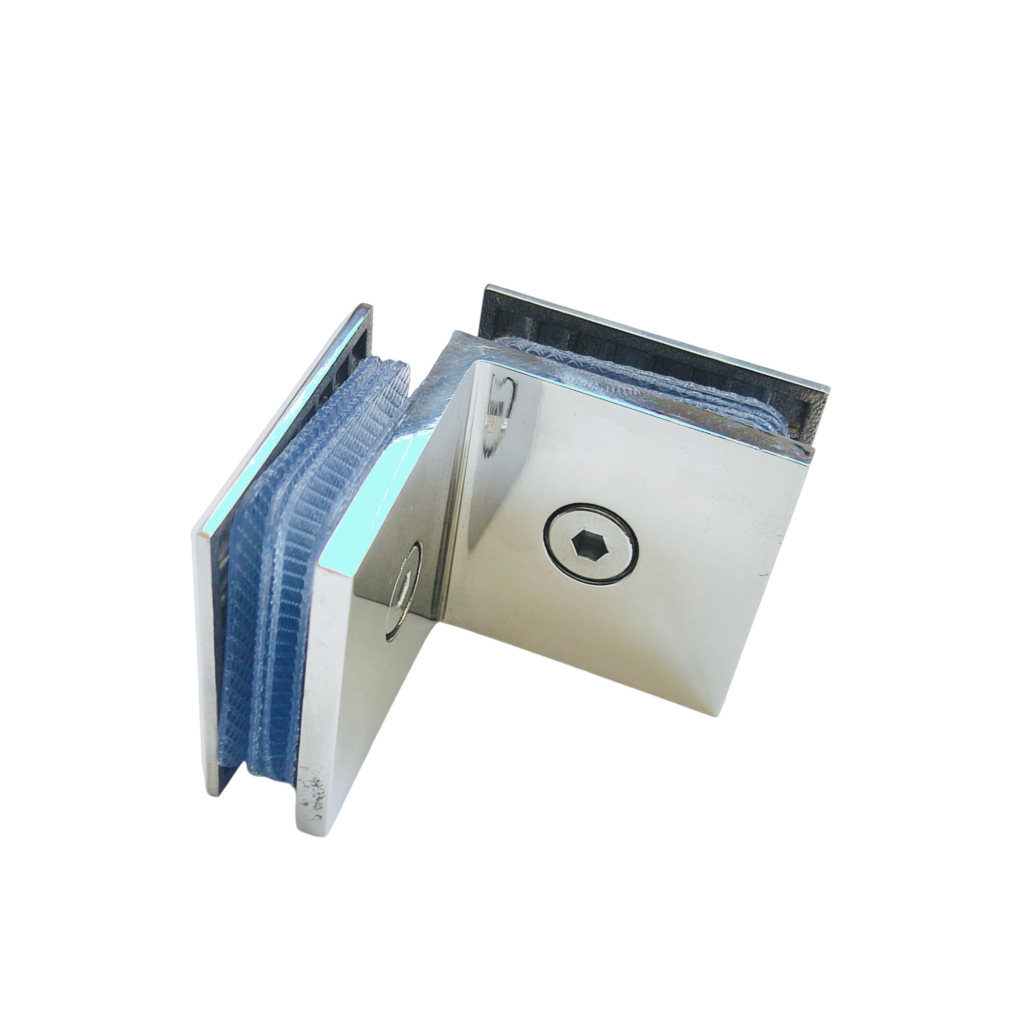 Conector Vidrio a Vidrio 90° Biselado Cromado SS304
