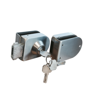 Cerradura Vidrio Vidrio Cangrejo SS304 Simple,Satin,3 llaves Multipunto