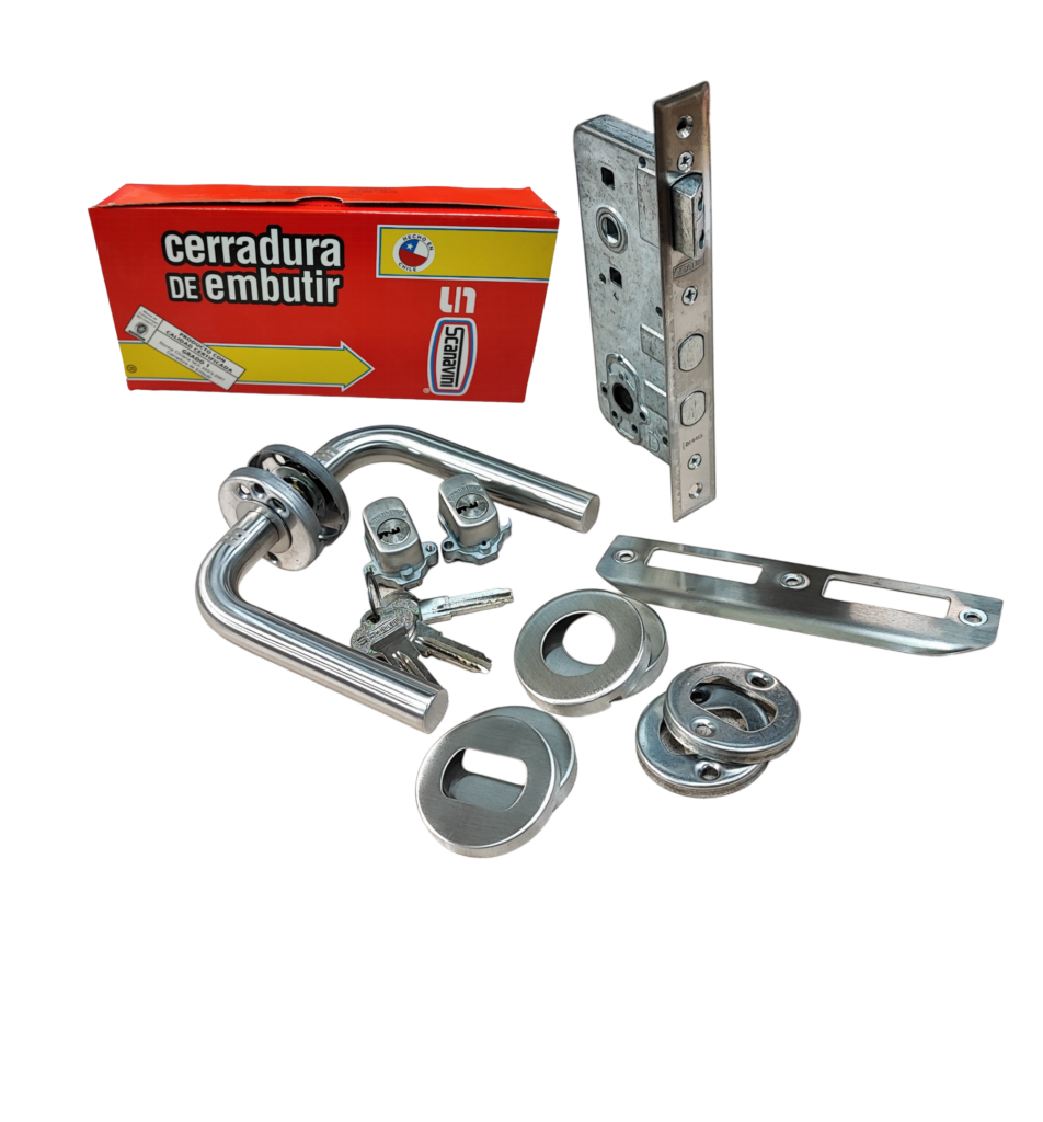 Cerradura Doble/Vuelta 2 Manillas A. Inox Tipo L